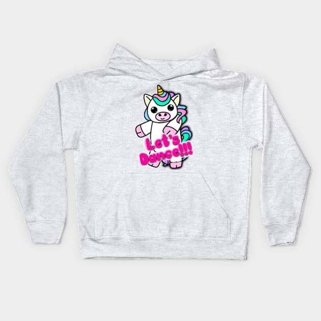 Unicorn with phrase - Let’s dance!!! Kids Hoodie by The shiny unicorn